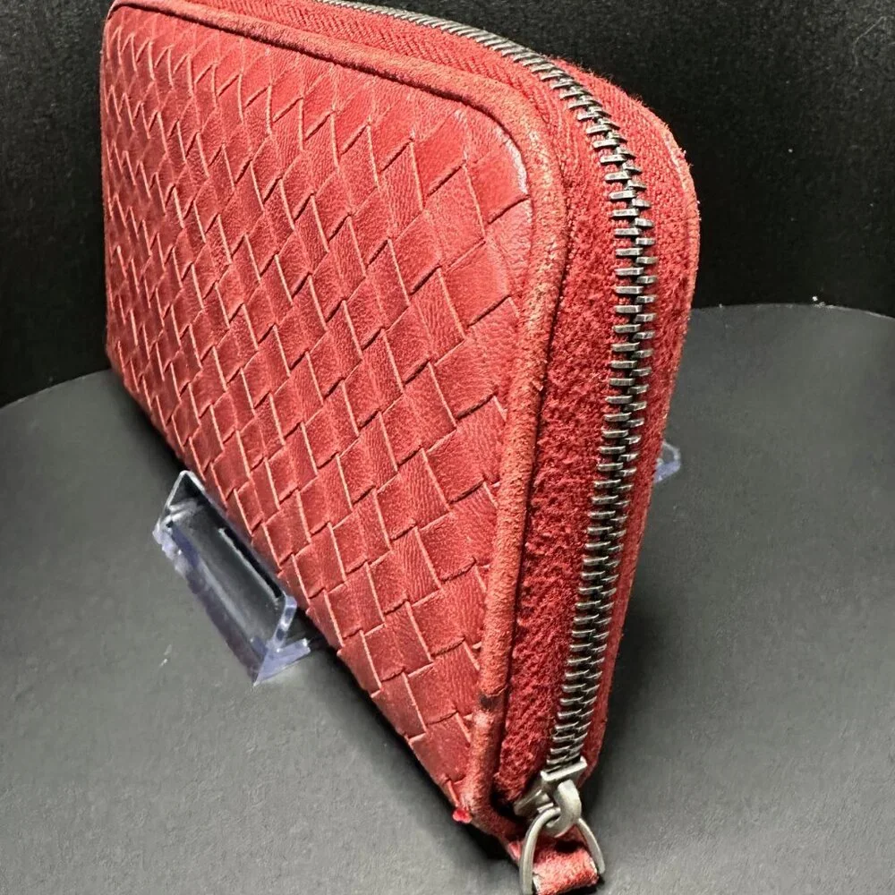 Bottega Veneta Intrecciato Leather Zip Around Wallet - GUC